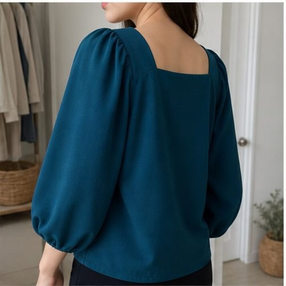 Teal Ruffle Blouse - Picture 3 of 6
